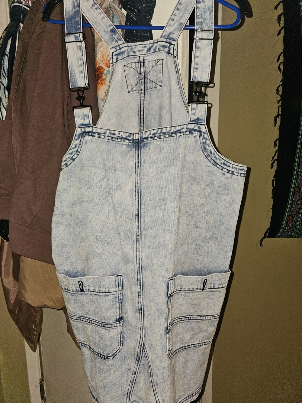 Light Acid Wash Denim Overall Dress